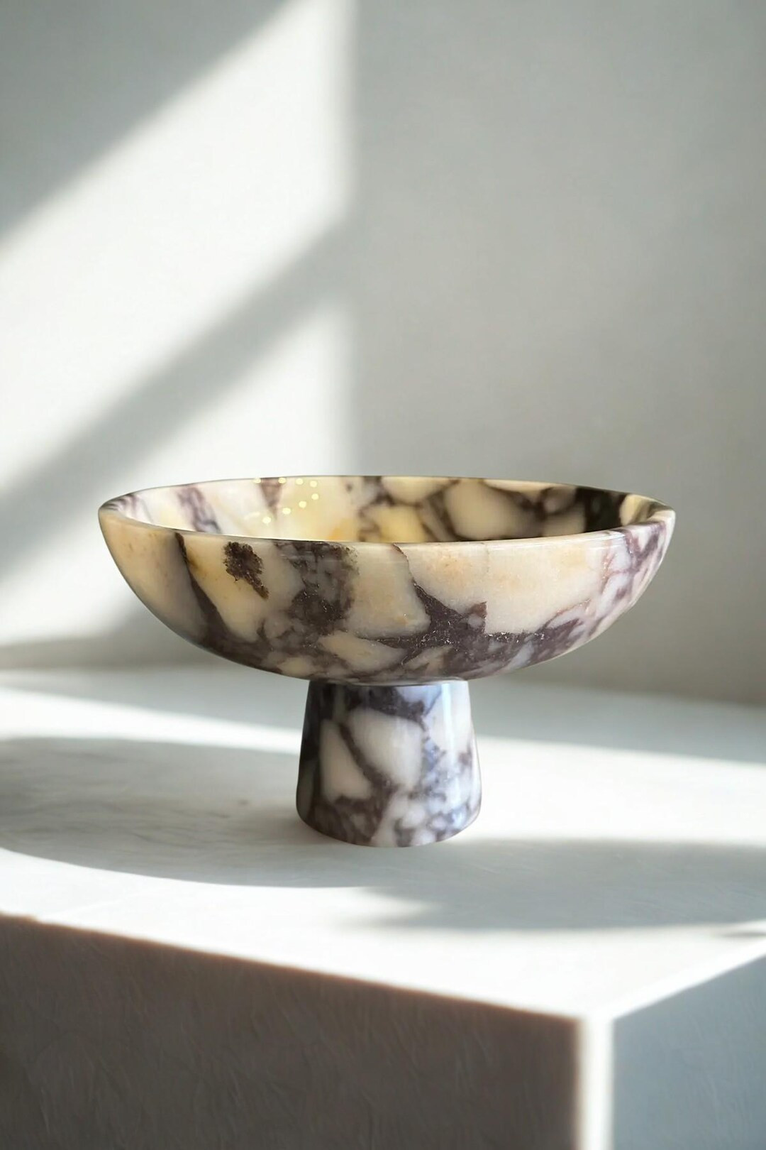 Purple Marble Pedestal Bowl – 25x15cm Natural Stone Decorative Footed Dish – Violet Marble Ce... | Etsy (US)