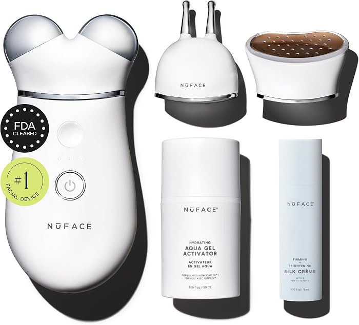 NuFACE TRINITY+ FDA Cleared Microcurrent Facial Device, Wrinkle Reducer + Effective Lip & Eye Attachment - Face Toning Device for Targeted Treatment + Microcurrent Gel Activator, Silk Crème & Brush | Amazon (US)