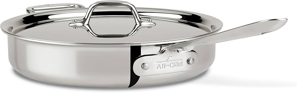All-Clad D3 3-Ply Stainless Steel Sauté Pan with Lid & Handle 3 Quart, Induction, Oven Broiler S... | Amazon (US)