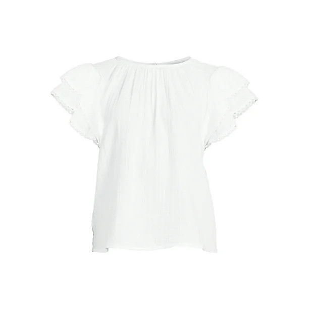 Time and Tru Women's Ruffle Top - Walmart.com | Walmart (US)