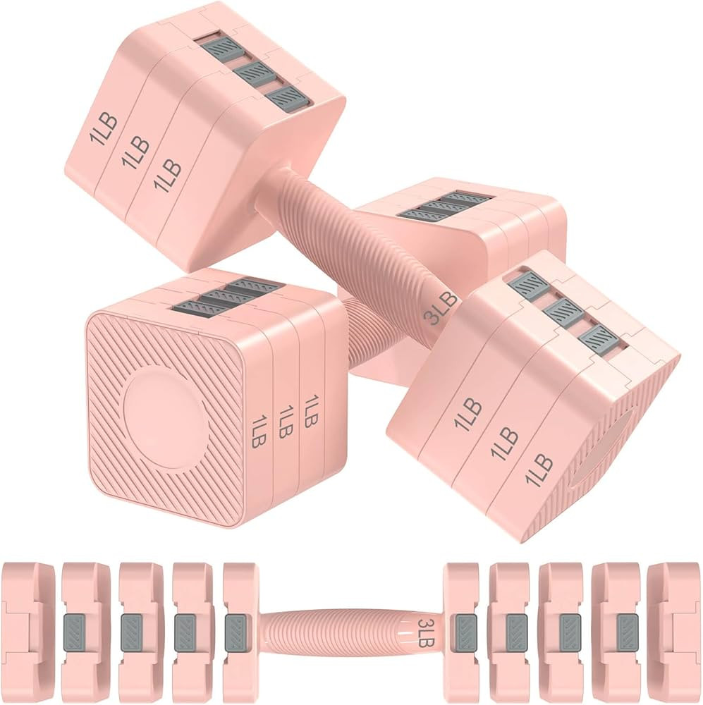 Adjustable Dumbbells Set of 2, Hand Weights Sets with 5 Levels 3lb, 5lb, 7lb, 9lb, 11lb, Adjustab... | Amazon (US)