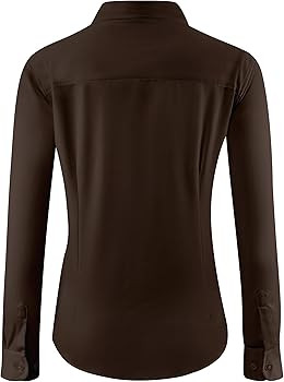 Soft Wrinkle-Free Women's Button Down Dress Shirts Solid Long Sleeve Work Blouses Fit Stretch Cas... | Amazon (US)