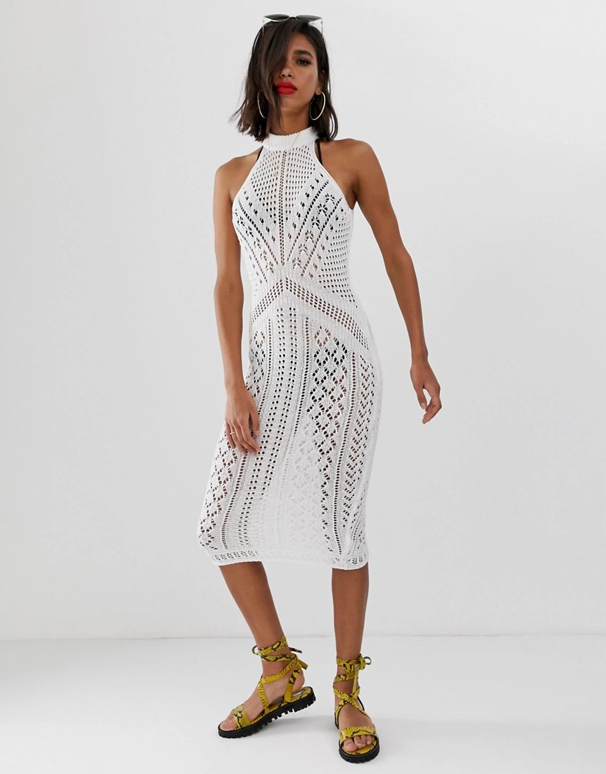 ASOS DESIGN crochet midi dress-White | ASOS (Global)