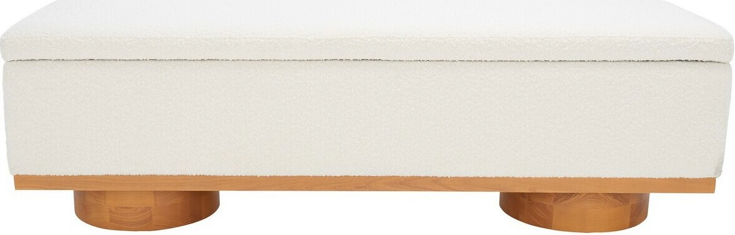 Vianna Boucle Bench In Ivory and Natural | 1stopbedrooms