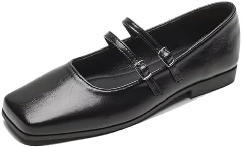 LUXINYU Women Mary Jane Shoes Microfiber Leather Comfortable Square Toe Double Buckle Straps Low ... | Amazon (US)