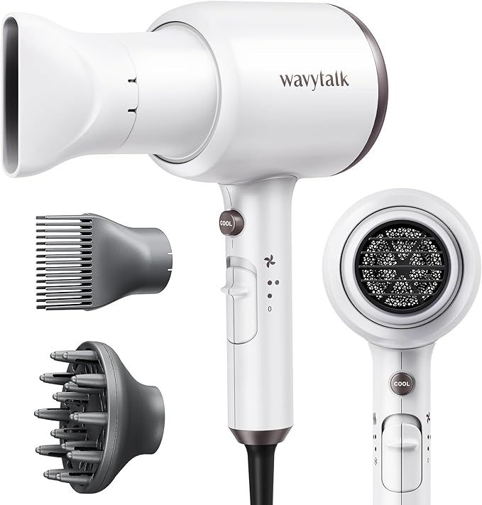 Wavytalk Hair Dryer with Diffuser and Concentrator Professional 1875 Watt Negative Ions Dryer Fas... | Amazon (US)