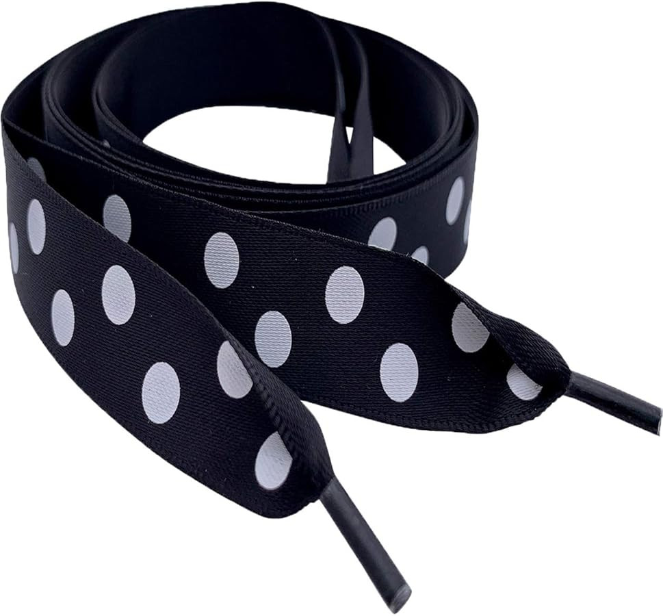 Black Polka Flat Satin Ribbon Shoelaces, Shoe Laces For Kids, Youths & Women's Converse All Star ... | Amazon (US)