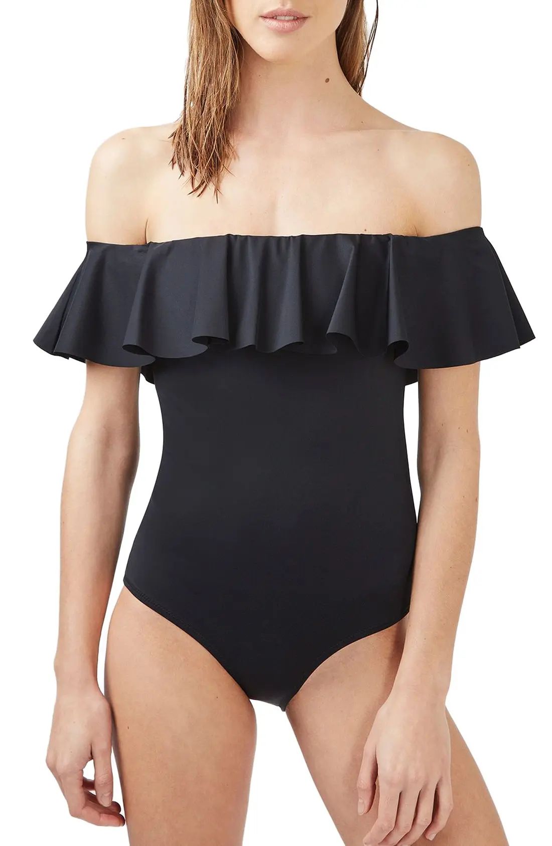 Ruffle Off the Shoulder One-Piece Swimsuit | Nordstrom