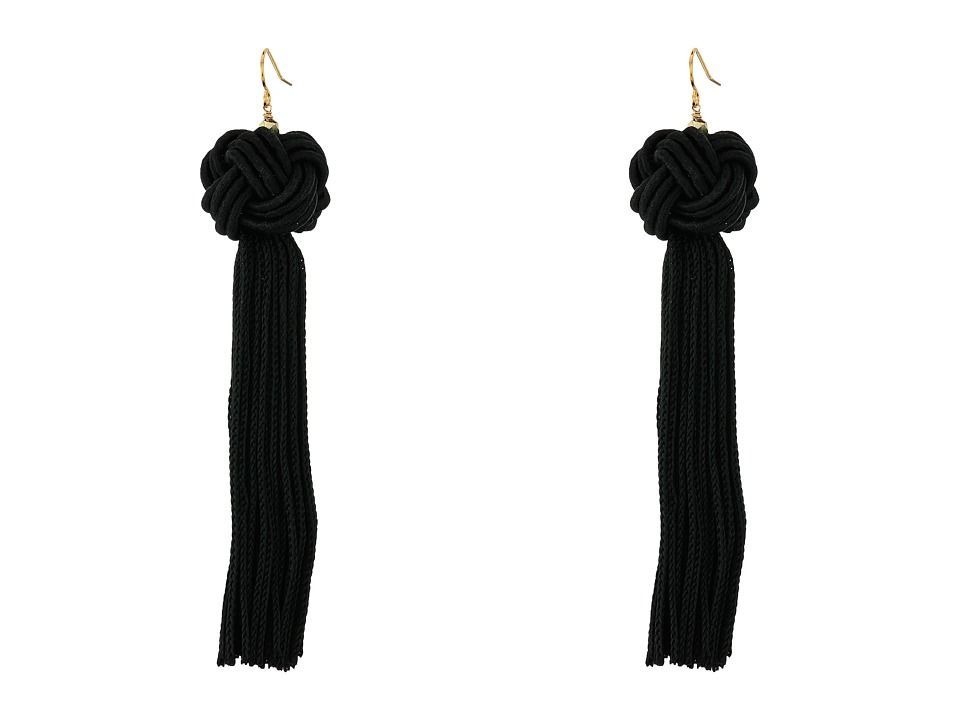 Vanessa Mooney - Astrid Knotted Tassel Earrings (Black) Earring | Zappos
