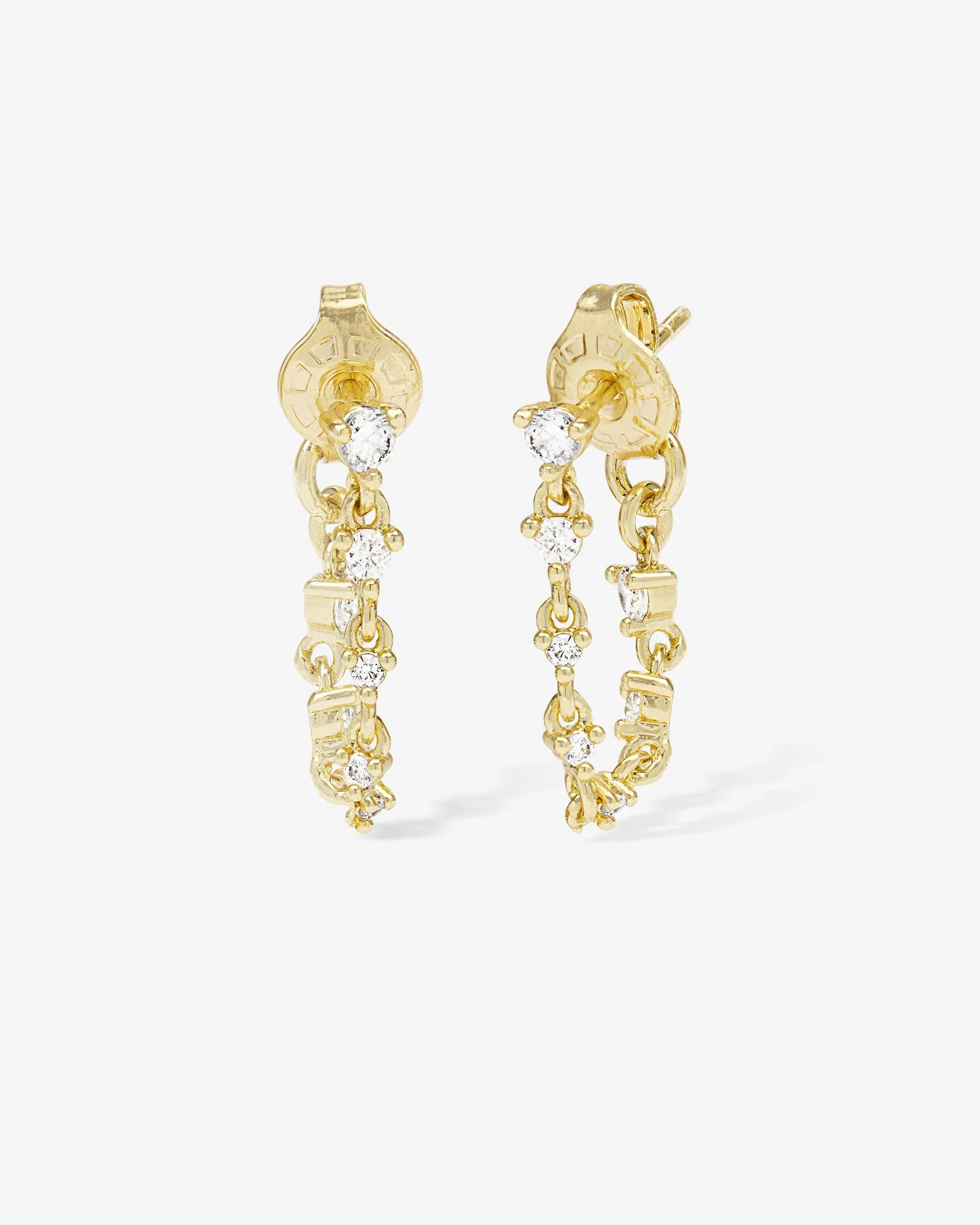 Not Your Basic Soft Hoop Earrings - Gold|White Diamondettes | Melinda Maria Jewelry