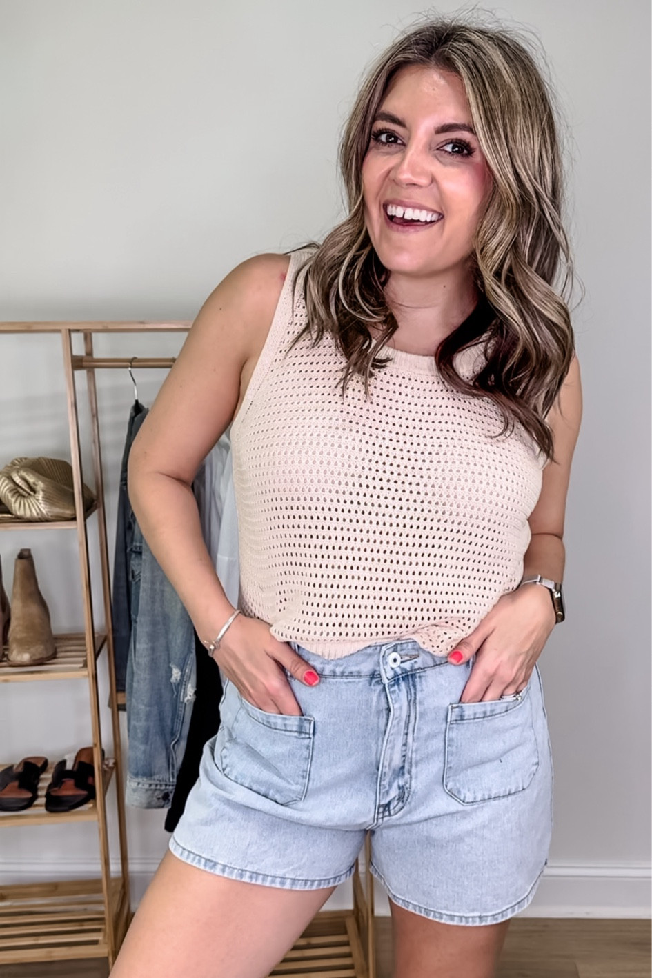 Amazon shorts try on! Size 8 Amazon shorts. Sweater tank tts but size up for more oversized fit. 
In a size large in shorts. Size up. 

#LTKMidsize #LTKFindsUnder100 #LTKFindsUnder50