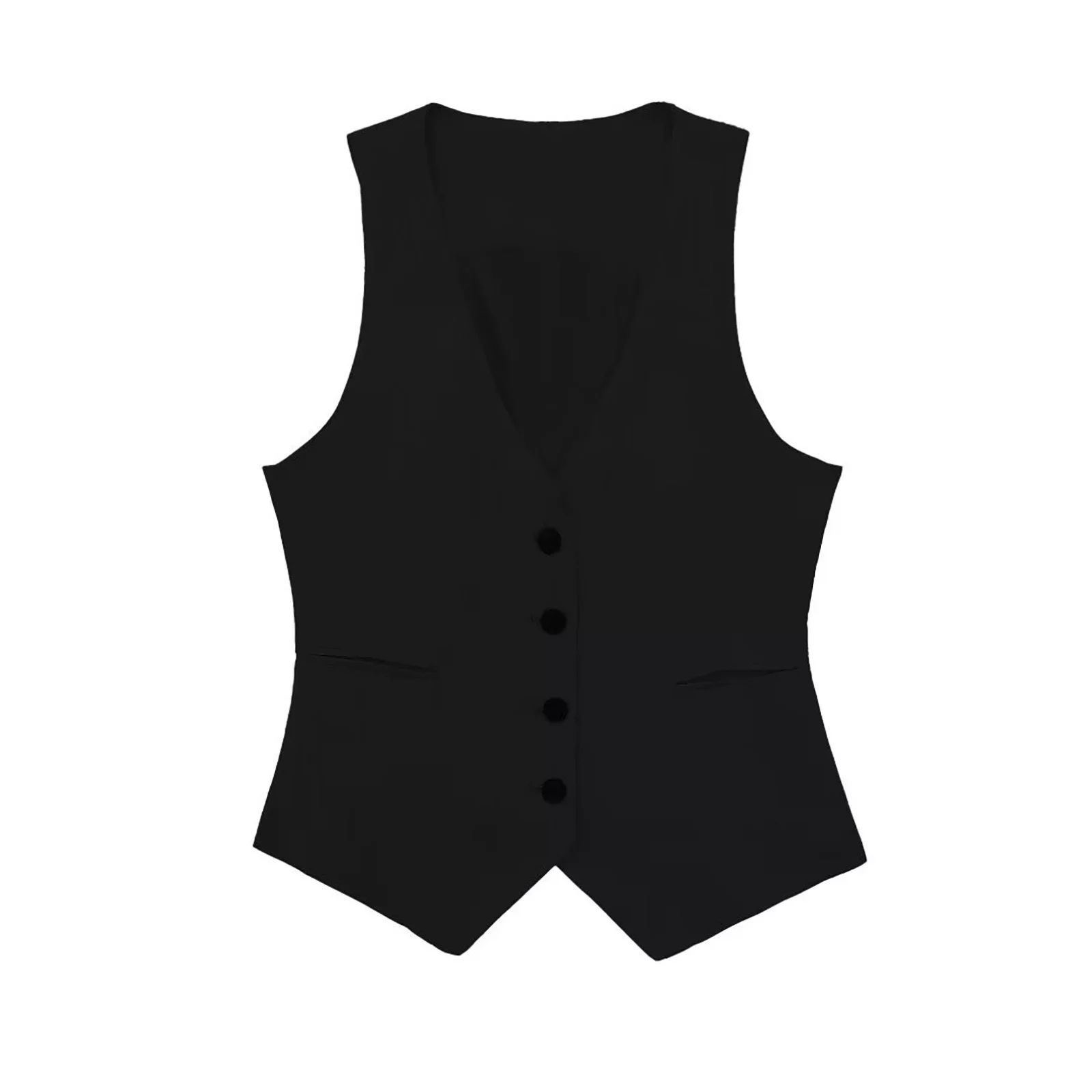 Mifelio Jackets for Women, Women Linen Casual Vest Ladies Sleeveless V Neck Vests Single Breasted... | Walmart (US)