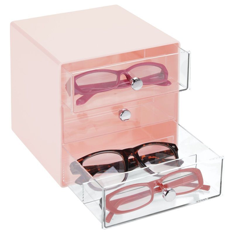 mDesign Plastic Glasses Storage Organizer Box, 3 Drawers | Target