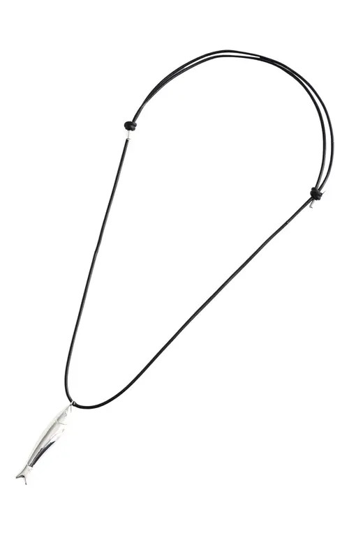 Madewell Fish Pendant Cord Necklace in Warm Silver at Nordstrom | Nordstrom