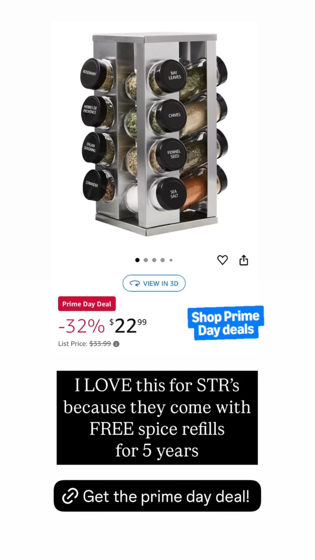 I LOVE this for STR’s because they come with FREE spice refills 
for 5 years