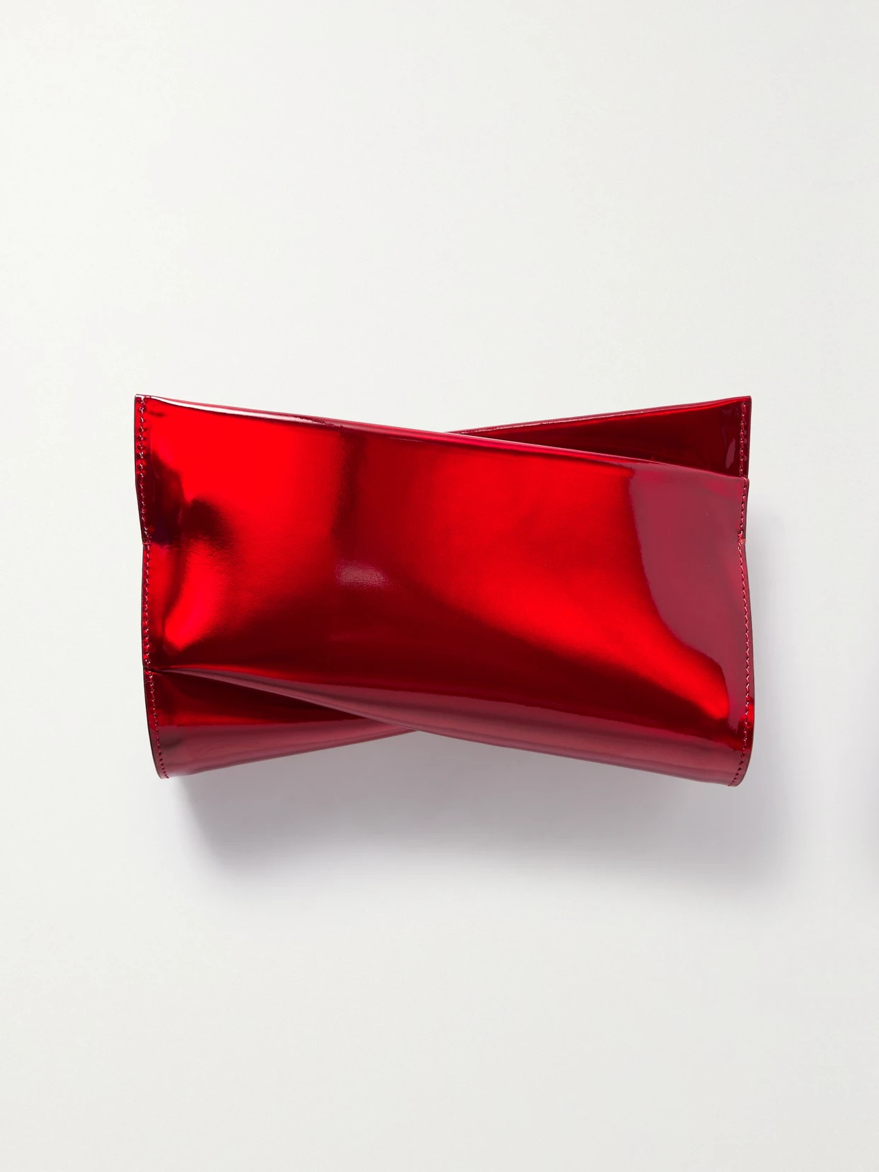 Christian Louboutin - Loubitwist Small Iridescent Patent-leather Clutch - Red | NET-A-PORTER (US)