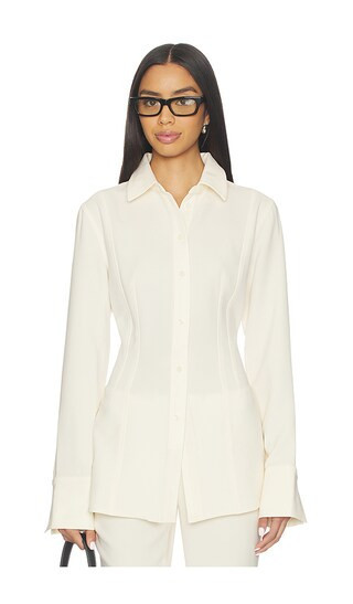 EAVES Lovise Polished Crepe Blouse in White. - size S | Revolve Clothing (Global)