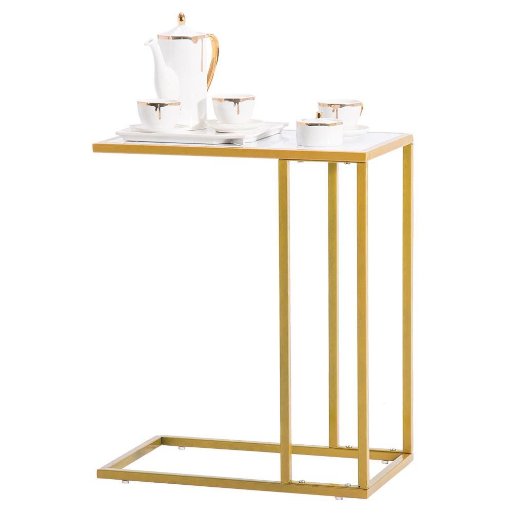 Ktaxon Modern Side End Accent C Table Living Room, White Marble, Gold | Walmart (US)