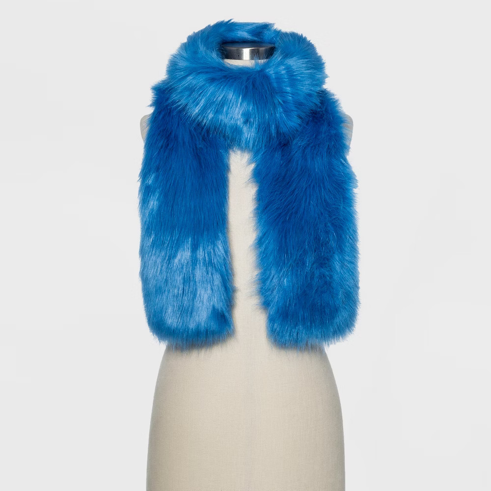 Women's Oversized Faux Fur Scarf - A New Day Blue | Target