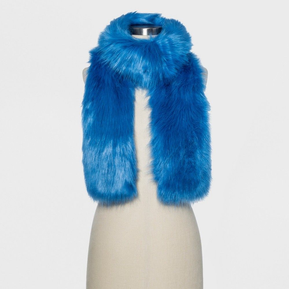 Women's Oversized Faux Fur Scarf - A New Day Blue | Target