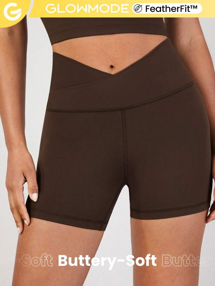 GLOWMODE 4.3" FeatherFit™ Crossover Cutie Biker Shorts Breathable Cycling Running Gym Workout | SHEIN