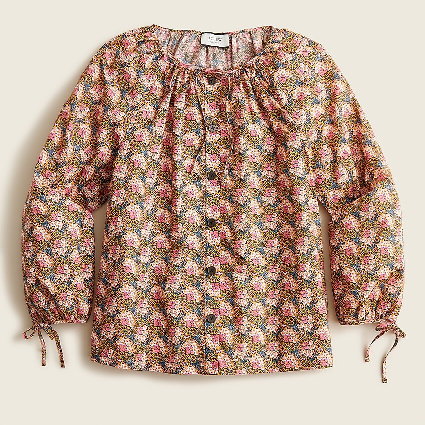 Collection tie-sleeve button-front top in Ratti® prism floral | J. Crew US