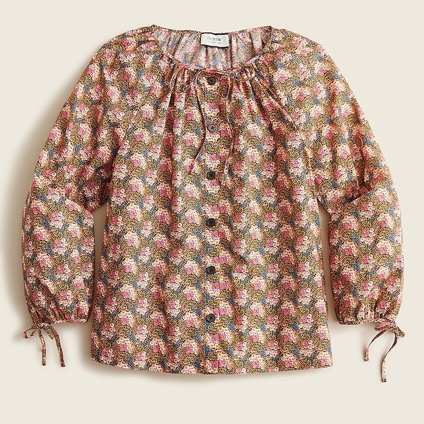 Collection tie-sleeve button-front top in Ratti® prism floral | J.Crew US
