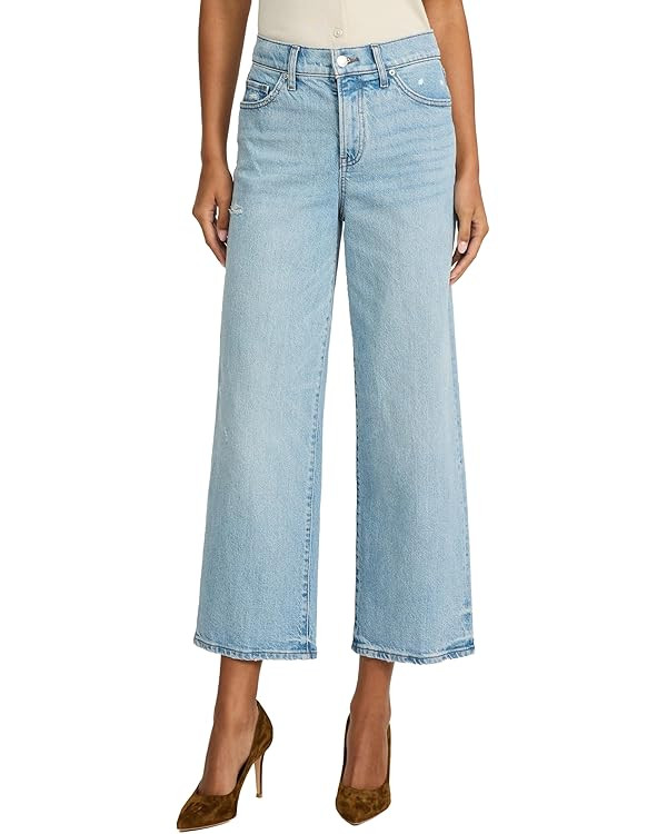 EXPRESS Women’s Wide-Leg Ankle Jeans – High Waisted Stretch Denim with Flattering Fit – Lig... | Amazon (US)