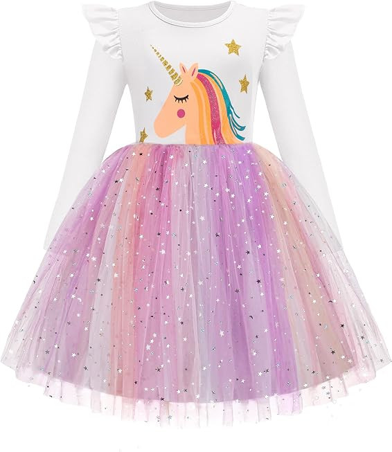 Arshiner Toddler Girls Long Dresses Sleeve Ruffle Winter Holiday Dress 2-6Y | Amazon (US)
