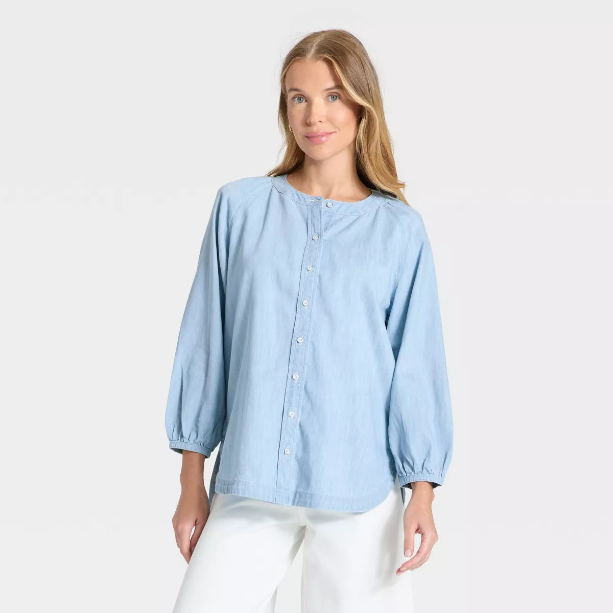 Women's Poet Button-Down Denim Shirt - Universal Thread™ Light Wash | Target