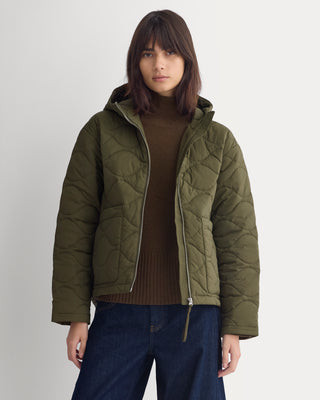 Everlane Re:Cycled Nylon Hooded Liner In Olive Night, Size Small | Everlane