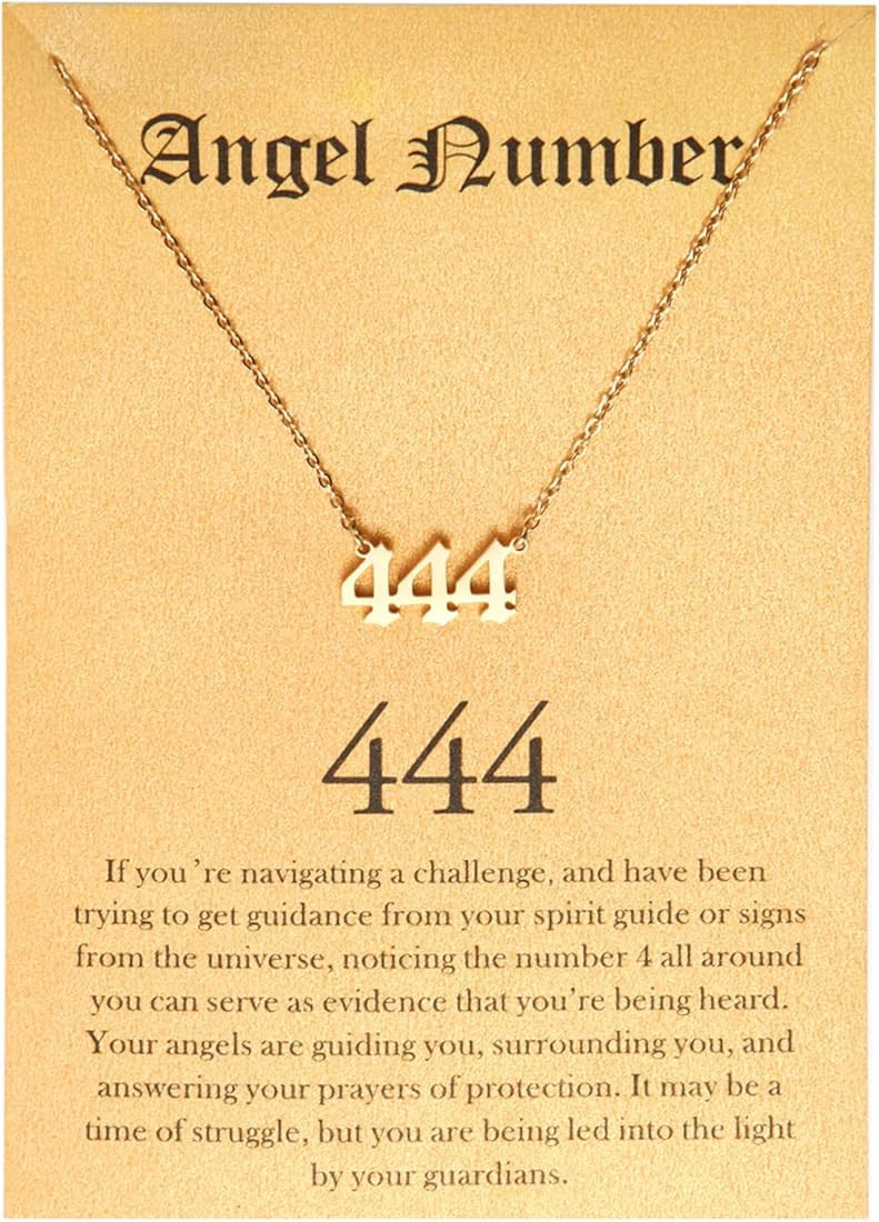 Tasunom Old English Angel & Number Necklace Numerology Jewelry for Women 18K Gold Plated Stainles... | Amazon (US)