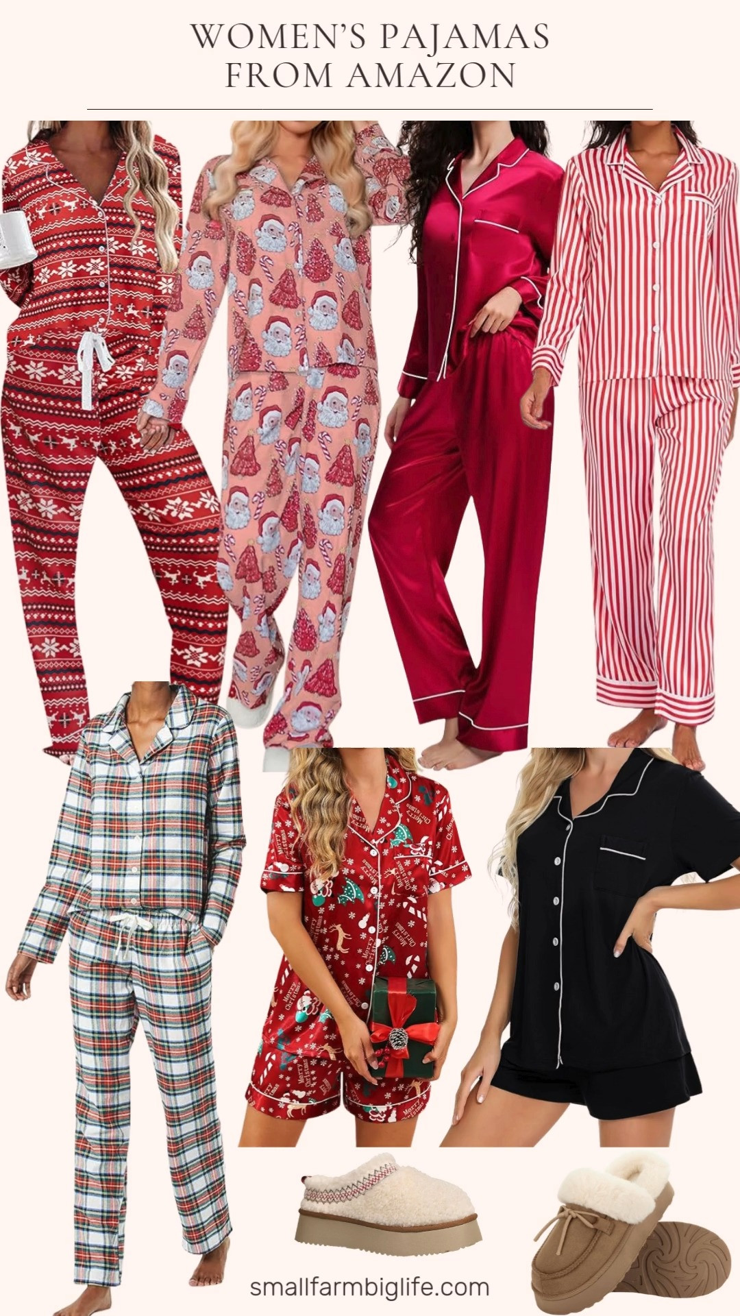 Cozy Christmas vibes from Amazon 🎄❤️ From festive prints to classic satin sets and the softest platform slippers, these PJs and cozy picks are perfect for holiday movie nights, gifting, and lounging all season long. Linking all my favorites! ✨🩶 

 #LTKGiftGuide #LTKHoliday #LTKSaleAlert