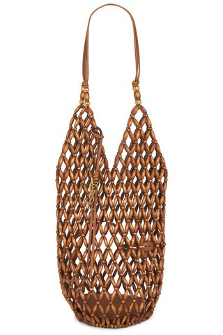 Saint Laurent Bucket Supple Bag in Tan Natural & Brick - Tan. Size all. | FWRD 