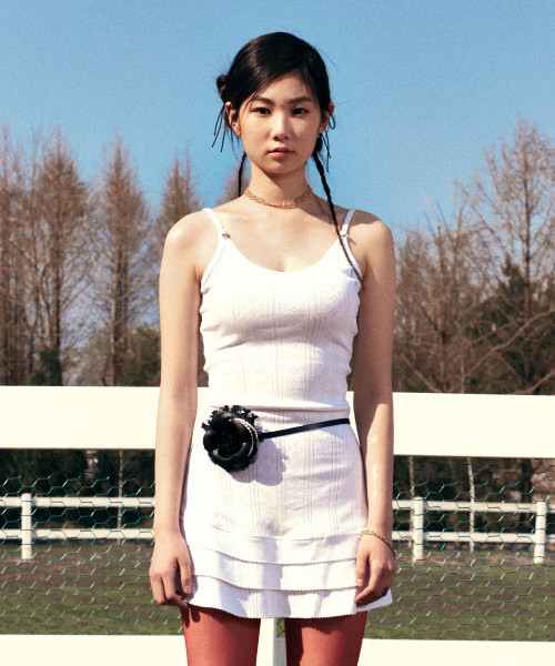 EYELET FRILL DRESS WHITE | Musinsa Global