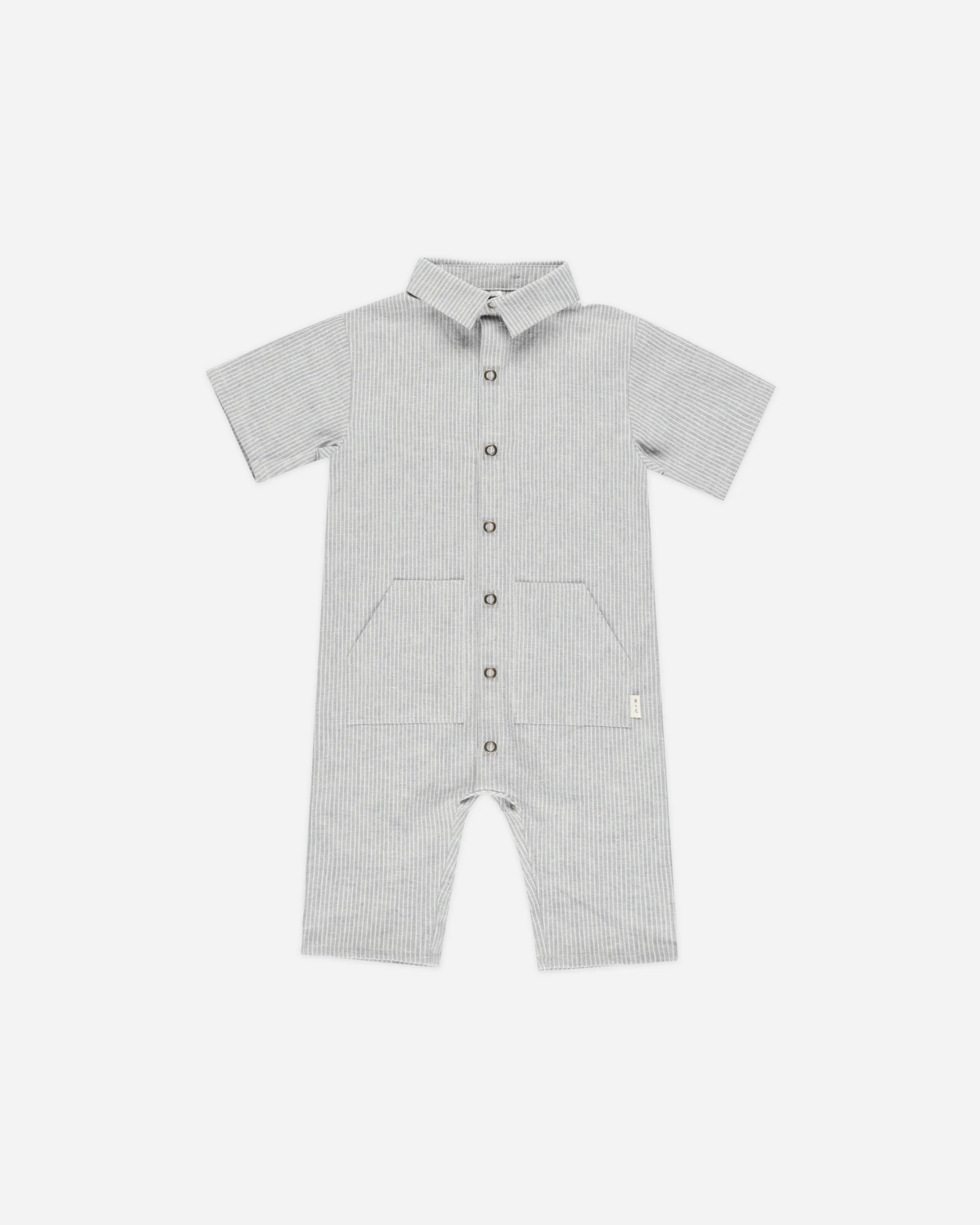 Rhett Jumpsuit || Blue Micro Stripe | Rylee + Cru