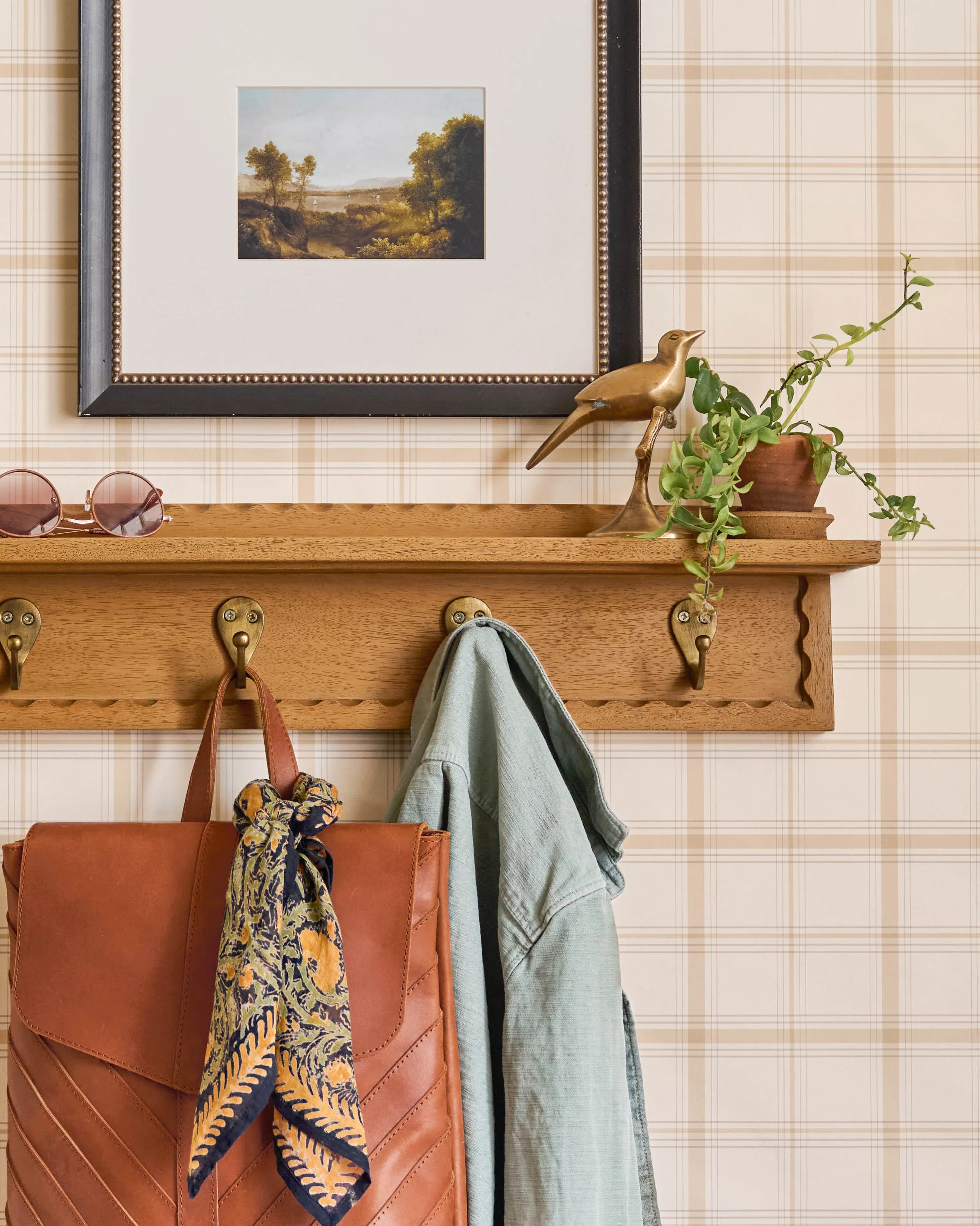 Wade Wood Wall Shelf with Hooks | Magnolia