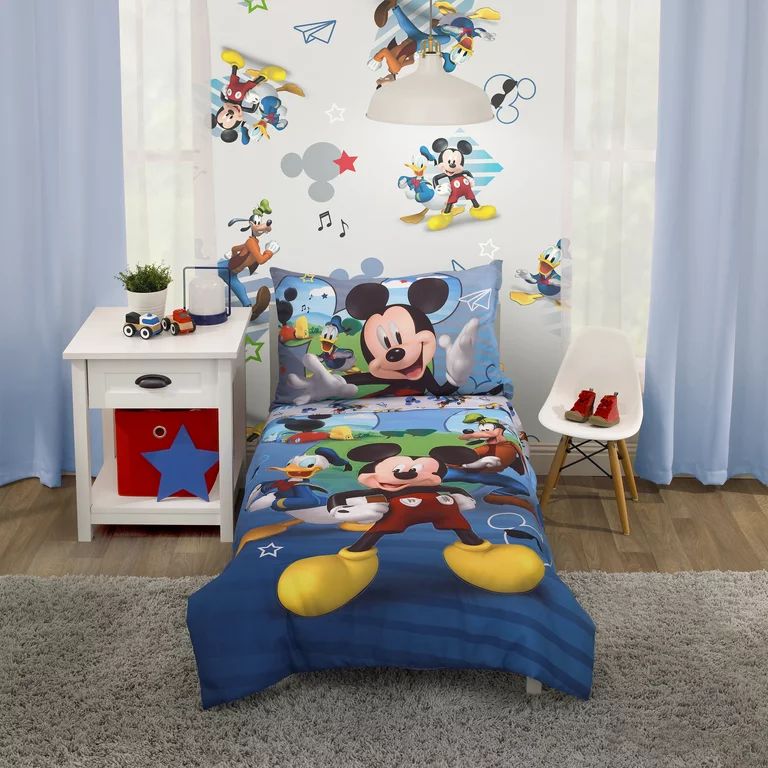 Disney Mickey Mouse Fun with Friends Toddler Bedding Sets, Toddler Bed, Blue, 4-Piece | Walmart (US)