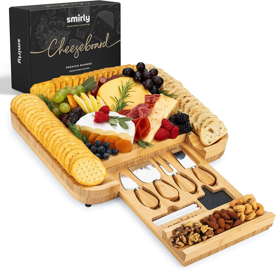 SMIRLY Charcuterie Boards Gift Set: Large Charcuterie Board Set, Bamboo Cheese Board Set - Unique... | Amazon (US)