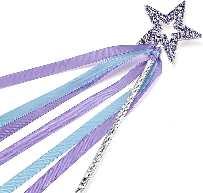 Lovelyshop Crystal Metal Star Fairy Wand with Ribbon for Girls Halloween Decorations | Amazon (US)