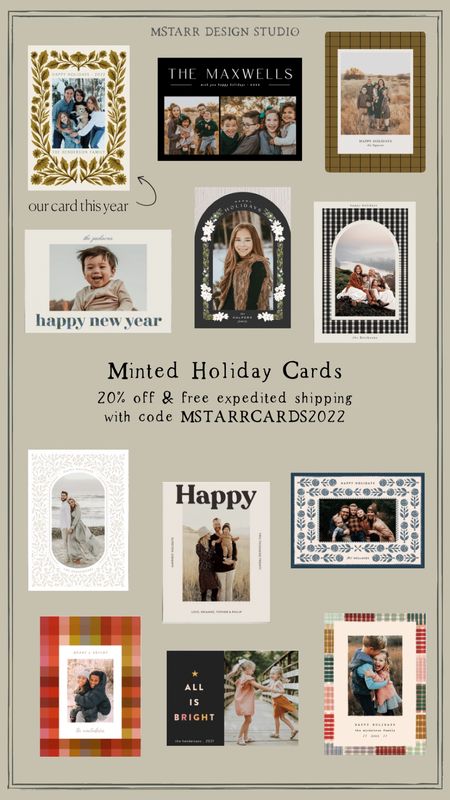 Minted holiday card picks & the one we chose. Use code MSTARRCARDS2022 for 20% off your holiday card order plus free expedited shipping. 

Holiday cards, minted, Christmas cards, new years cards

#LTKHoliday #LTKunder100 #LTKsalealert