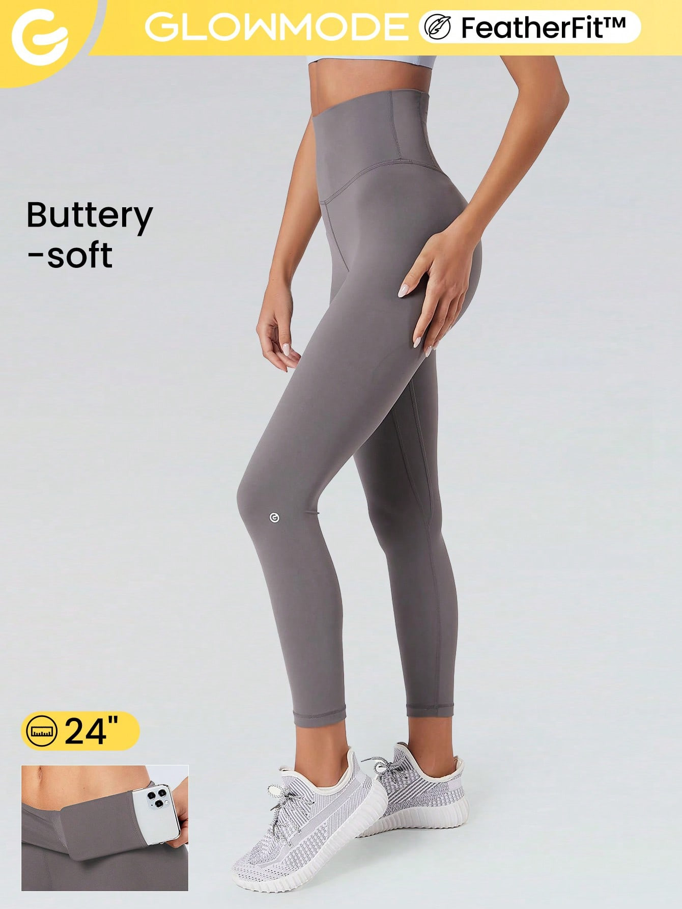 GLOWMODE 24" FeatherFit™ Low Impact 7/8 Leggings | SHEIN