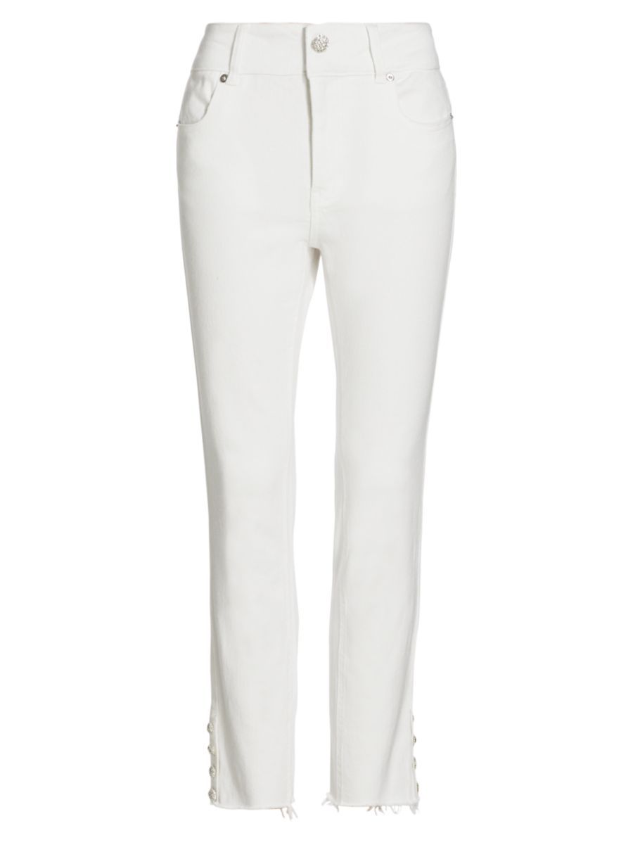 Lucie Crystal-Button Crop Pants | Saks Fifth Avenue