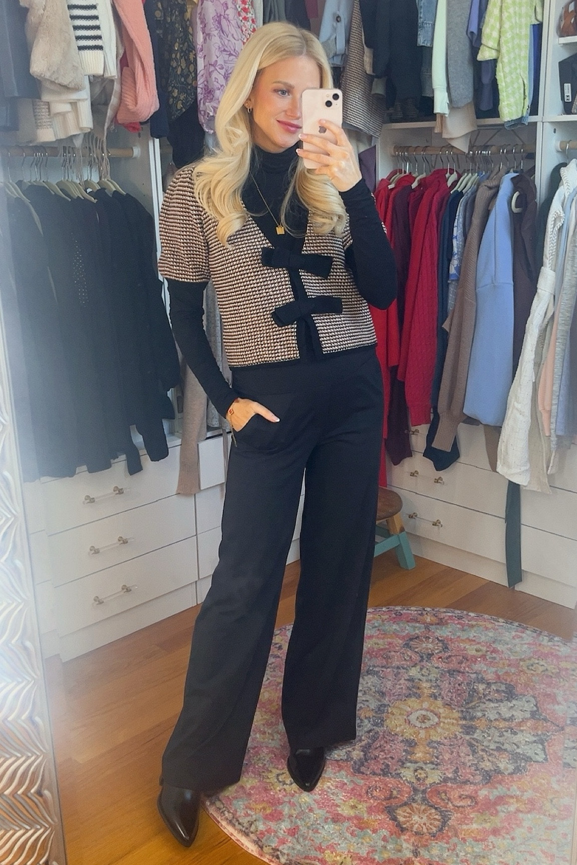 Bump friendly workwear outfit of the day - pants are super stretchy non maternity and no need to size up 

#LTKBump #LTKStyleTip #LTKWorkwear