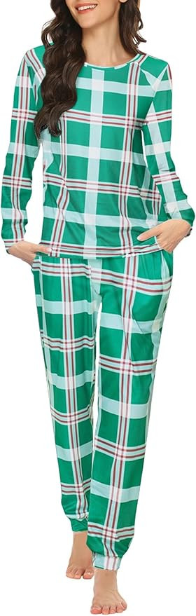 Ekouaer Womens Pajama Set Long Sleeve Sleepwear Star Print Nightwear Soft Pjs Lounge Sets with Po... | Amazon (US)