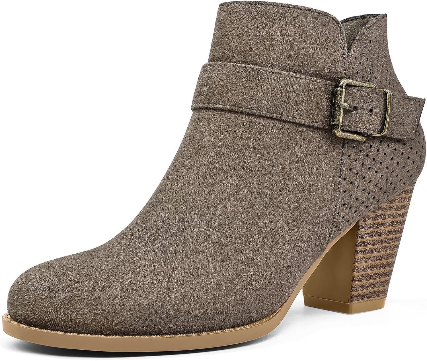 mysoft Women's Ankle Boots Stacked Chunky Heel Booties with Side Zipper | Amazon (US)