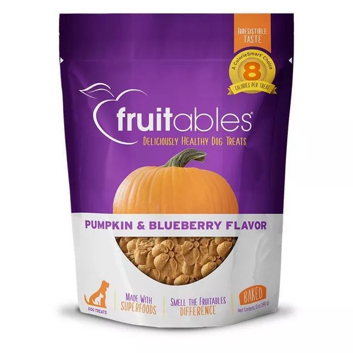 Fruitables Baked Pumpkin & Blueberry Flavor Healthy Low Calorie Dog Treats - 12oz | Target