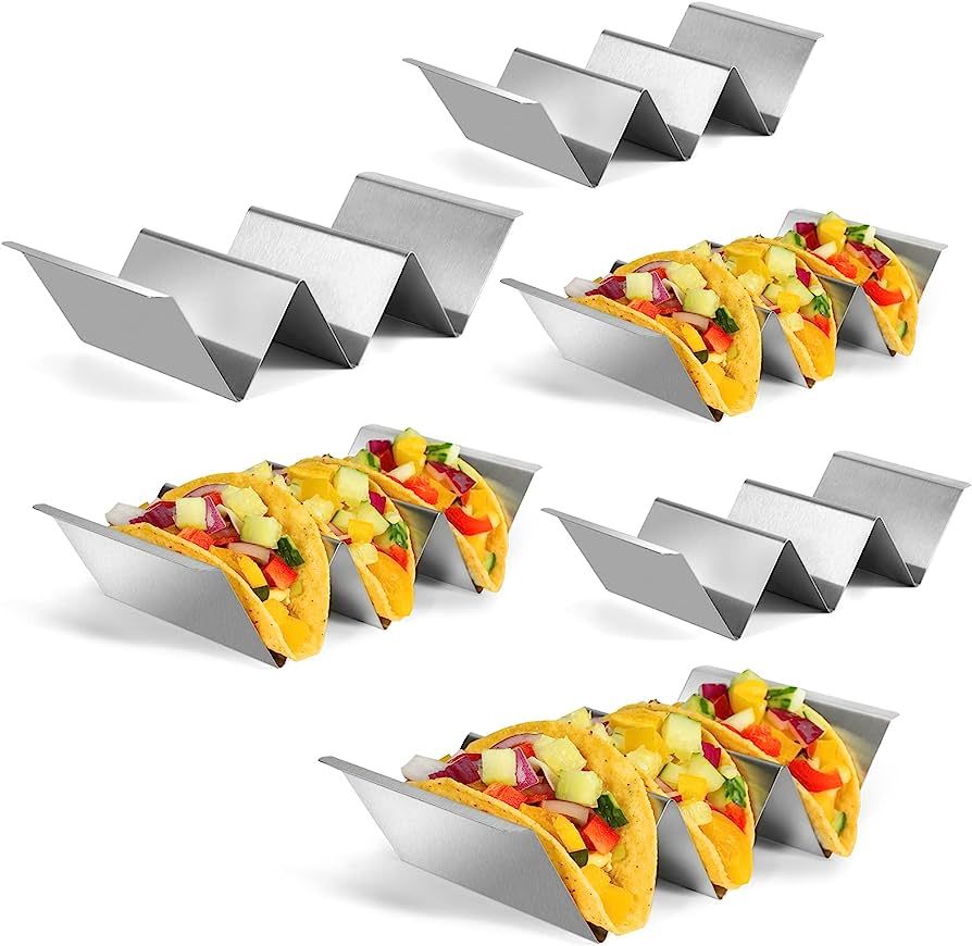 Taco Holders Set of 6, Taco Stand, Stainless Steel Taco Holder, with Easy-Access Handle, Each Can... | Amazon (US)