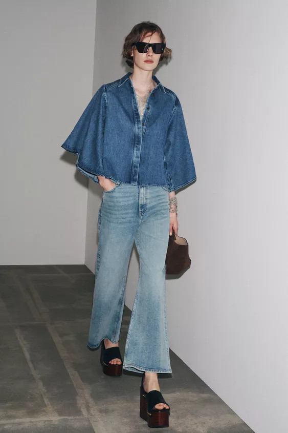 ZW COLLECTION KIMONO DENIM SHIRT | Zara US