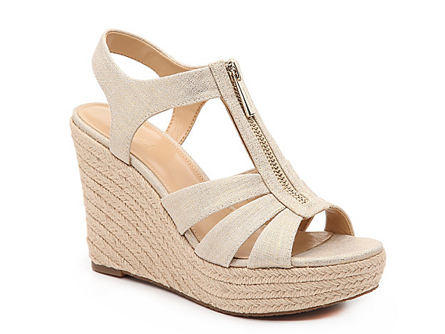 Michael Michael Kors Berkley Espadrille Wedge Sandal - Women's - Cream/Gold Metallic | DSW